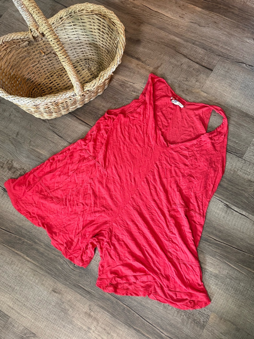 Free People beach Coral Red Tank Romper
